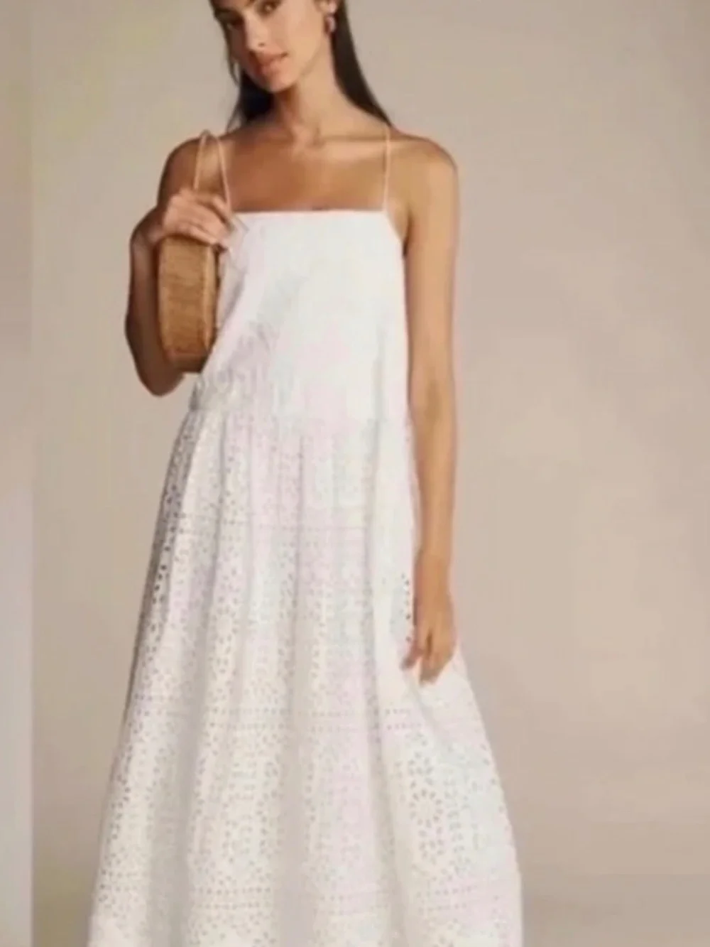 NWT RHODE Rosa Eyelet Midi Dress White Soleil Anthropologie Medium Resort - Picture 3 of 11